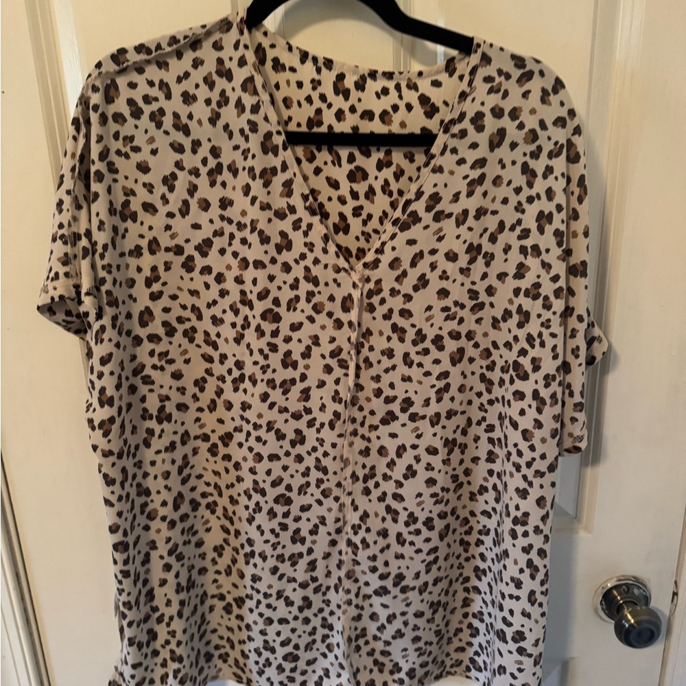 mts Cream Leopard Print Blouse with Brown and Black Spots